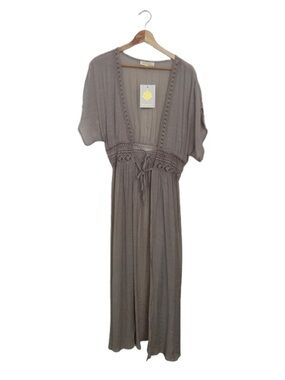 REBELLION Taupe Crochet-Trim Swim Cover-Up - NWT - Size M